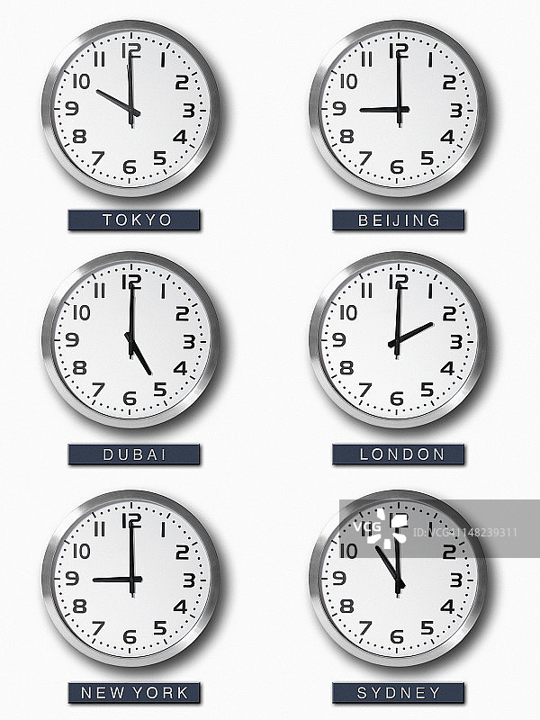 墙上的国际时区时钟图片素材