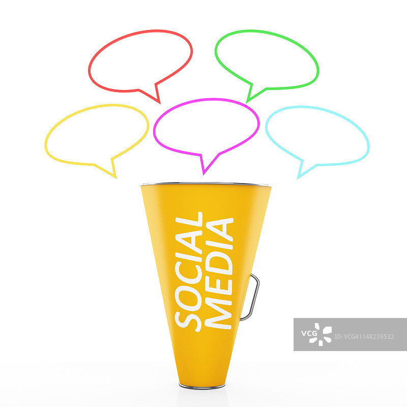 社交媒体喇叭和对话气泡图片素材