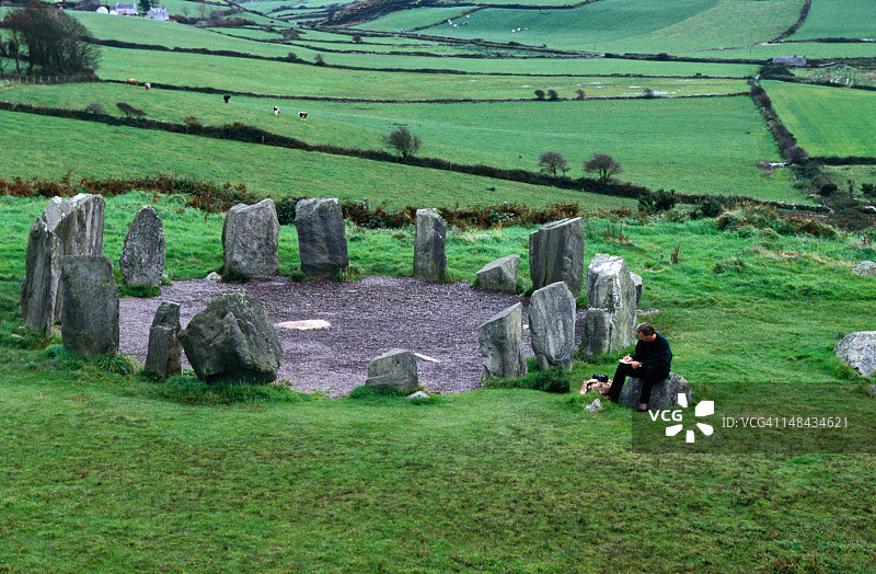 公元前100年左右的德罗姆贝格石圈 - 科克郡图片素材