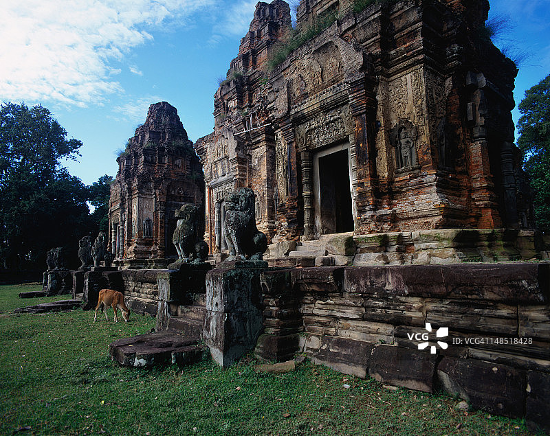 公元9世纪的圣牛普列科寺，位于吴哥的罗洛士群图片素材