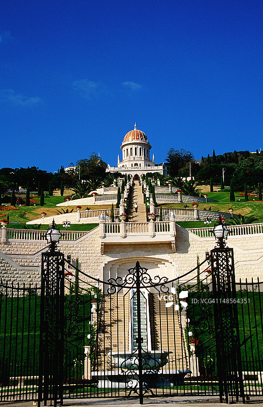 卡梅尔山上的巴哈伊圣殿和花园图片素材