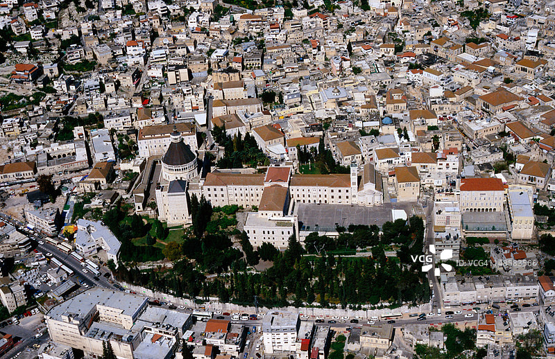 圣母领报教堂及周边建筑鸟瞰图图片素材