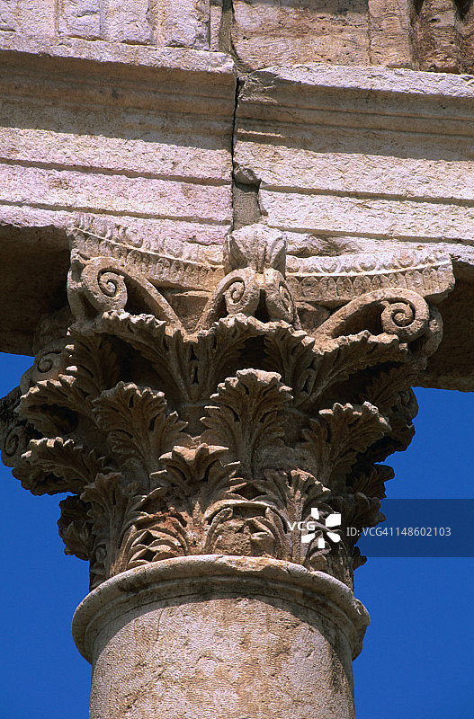 阿帕米亚公元1世纪遗址的卡多柱廊细节图片素材