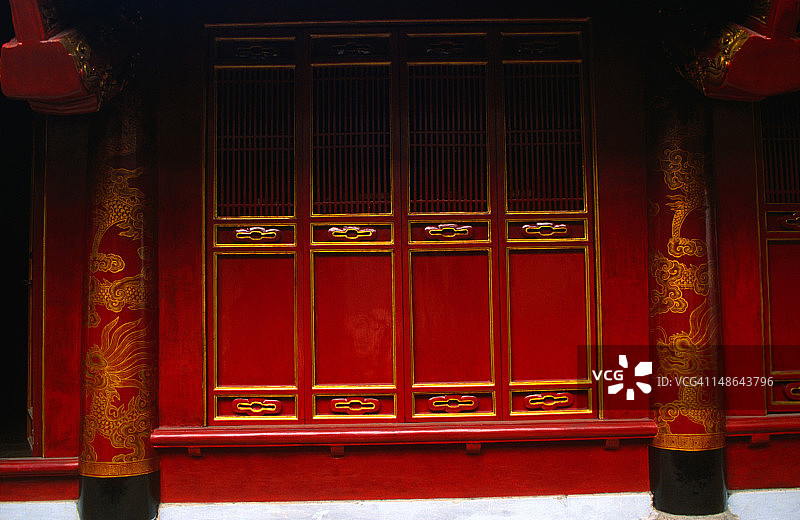 河内文庙祈祷大厅细节（建于1070年）图片素材