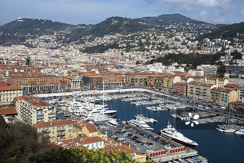 从城堡山俯瞰邦港林匹亚景色图片素材