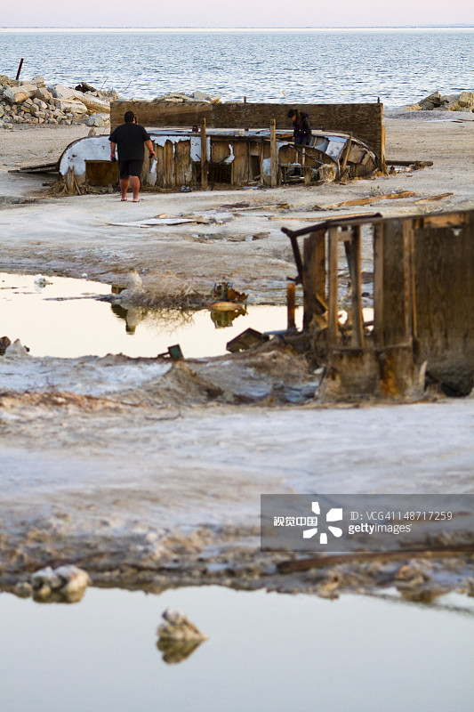索尔顿海的孟买海滩小镇遗址图片素材