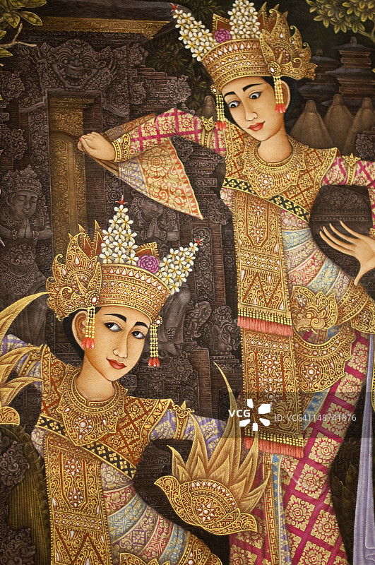 巴厘岛市场的绘画图片素材