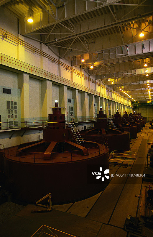 1933年左右大古力水坝发电机倾斜视图，古力水坝图片素材