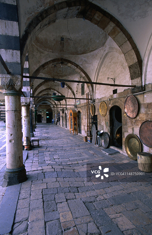 大马士革的Takiyya as-Suleimaniyya伊斯兰学校手工艺品市场图片素材