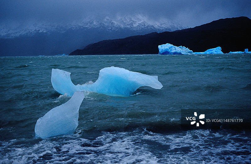 巴塔哥尼亚，格雷湖中的冰块图片素材