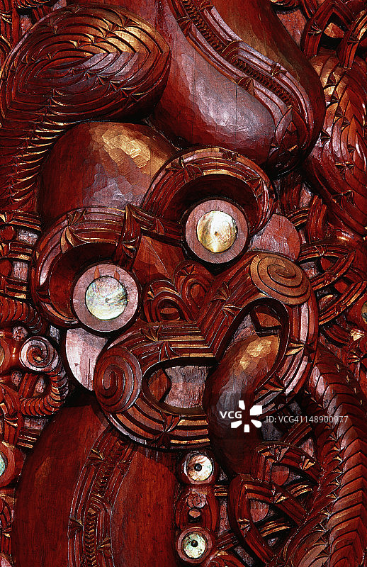 怀唐伊毛利人会议室的木雕，怀唐伊国家保护区图片素材