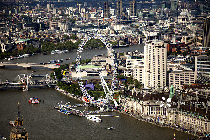 伦敦南岸、伦敦眼和郡政厅图片素材
