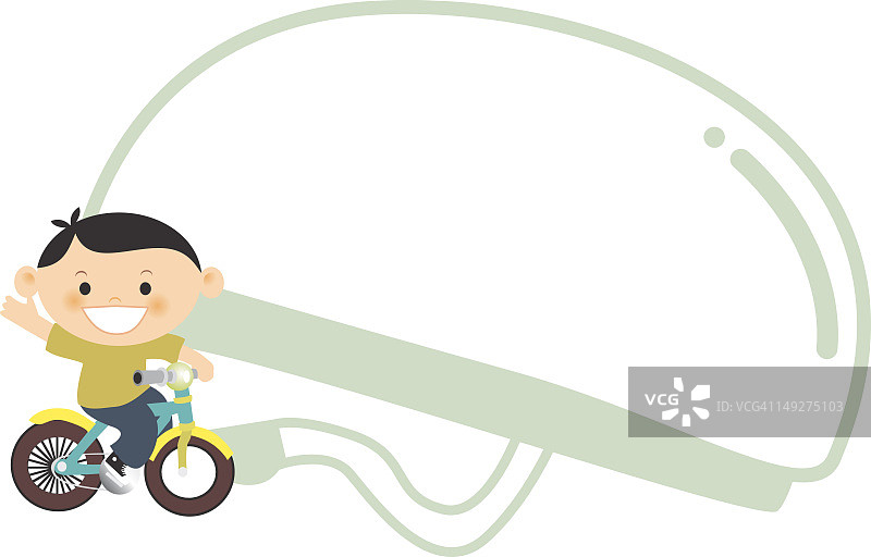 男孩戴着自行车头盔骑自行车图片素材