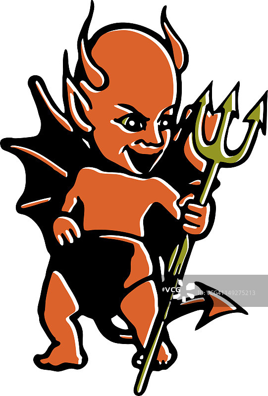 手持长柄叉的恶魔图片素材