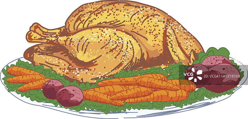 简笔画感恩节晚餐图片素材