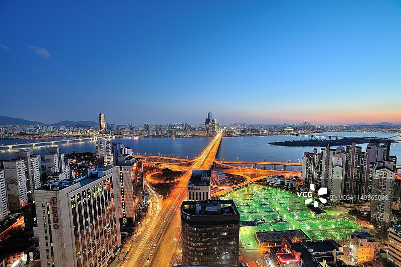 麻浦大桥夜景图片素材