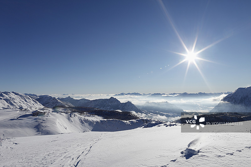 奥地利施蒂利亚州陶普利茨阿尔姆滑雪区风光图片素材