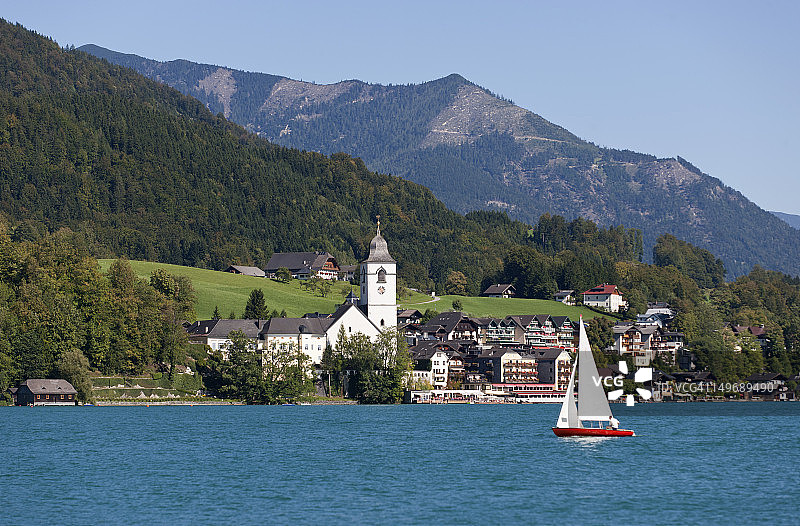 奥地利圣沃尔夫冈小镇风光图片素材