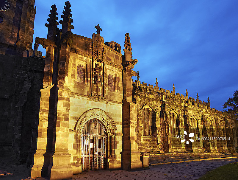 夜晚的兰开斯特修道院图片素材