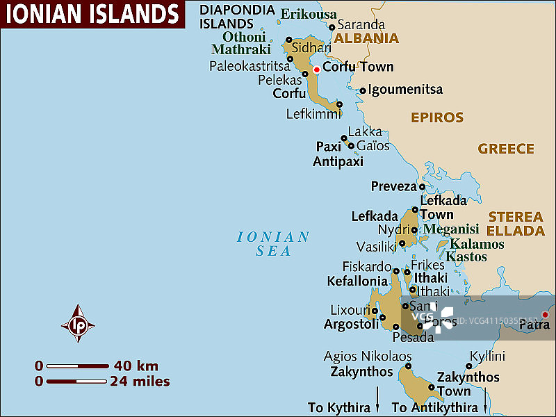 爱奥尼亚群岛地图图片素材