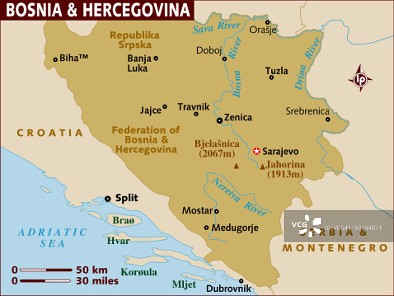 波斯尼亚和黑塞哥维那地图图片素材