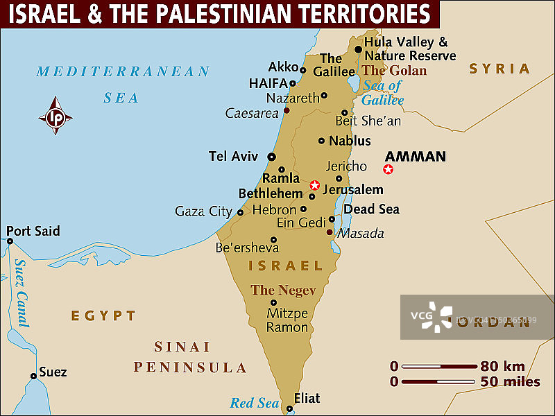 以色列和巴勒斯坦领土地图图片素材