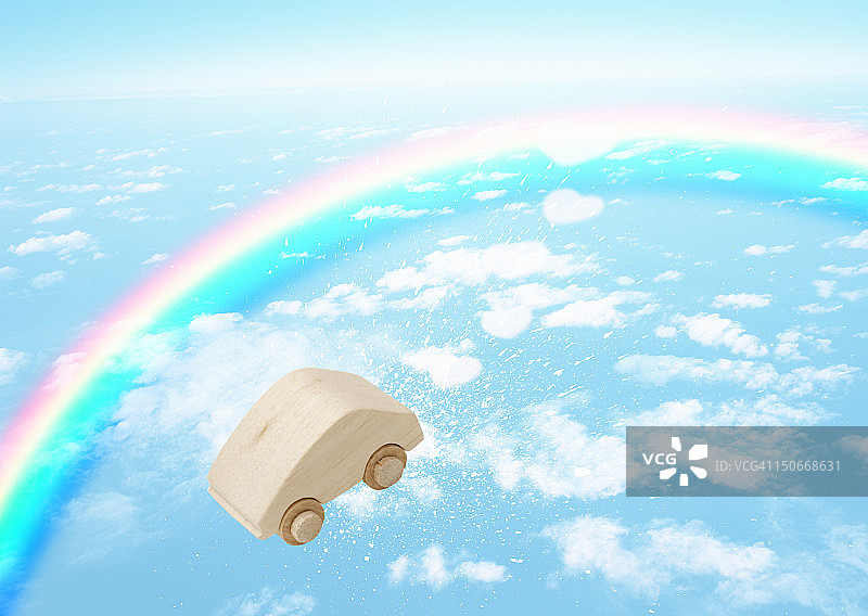 彩虹与环保汽车图片素材