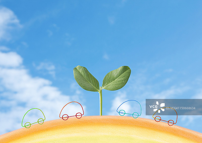 子叶和环保汽车图片图片素材