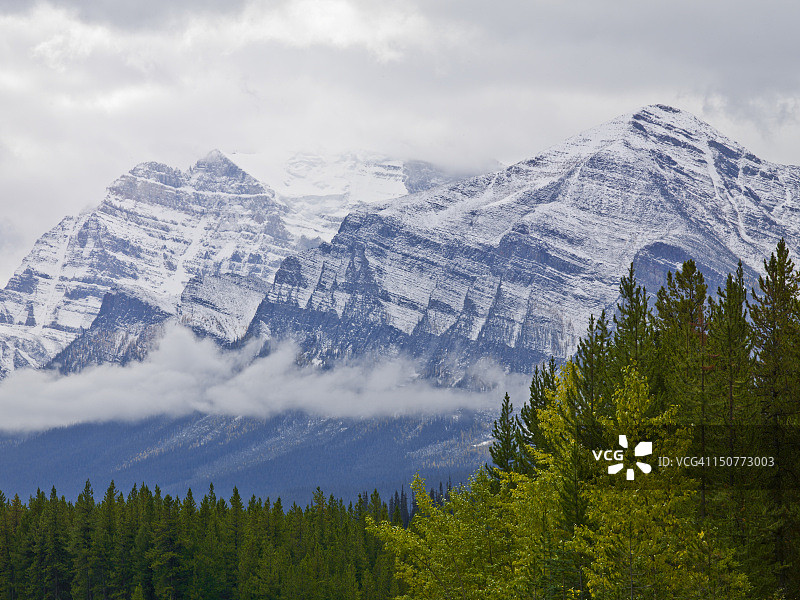 加拿大落基山脉的雪山图片素材