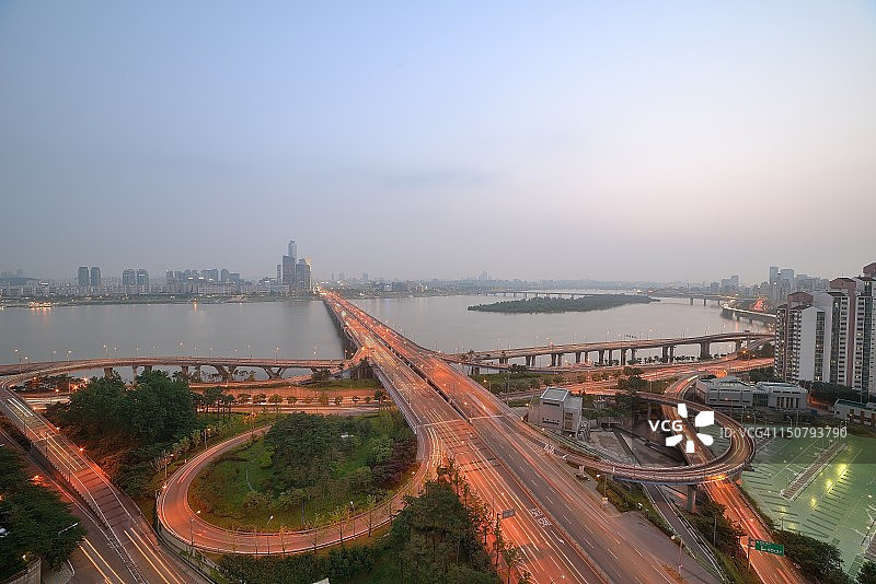 麻浦大桥夜景图片素材