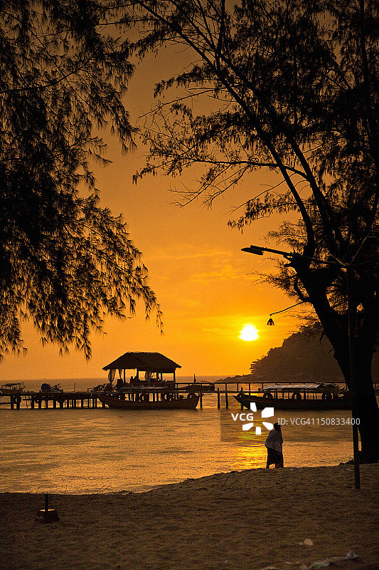 海滩美丽日落图片素材