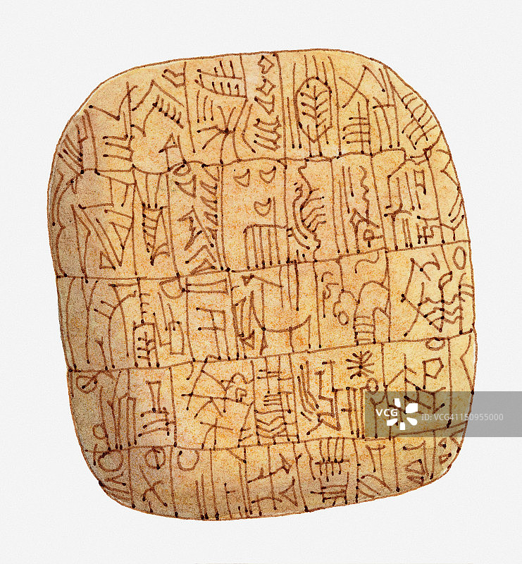 美索不达米亚乌尔的泥板插画图片素材