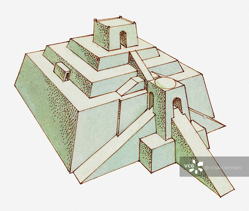 美索不达米亚乌尔的古代泥塔插画图片素材
