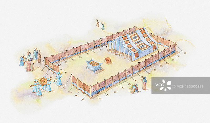 圣经场景插画：出埃及记，上帝指示摩西为以色列人建造祈祷所图片素材