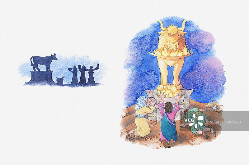 所罗门建造雕像插画图片素材