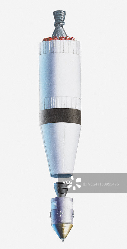 指挥舱和服务舱与火箭分离插画图片素材