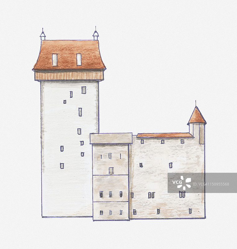 爱沙尼亚纳尔瓦的赫尔曼中世纪城堡插画图片素材