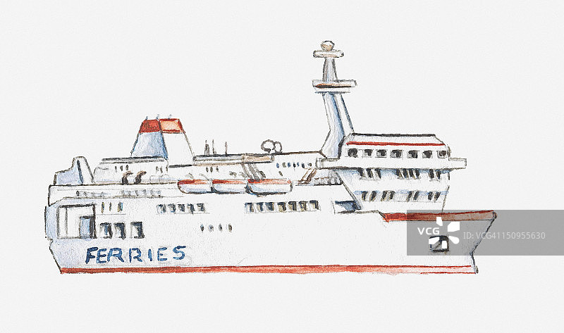 客运渡轮插画图片素材