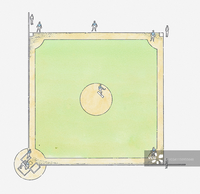棒球场俯视图插画图片素材