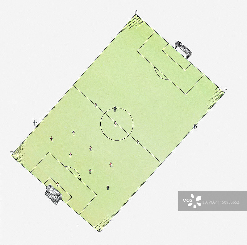 俯视足球场插画图片素材