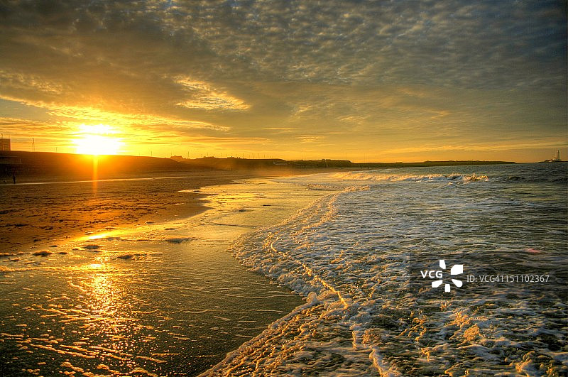 惠特利湾海滩日落图片素材