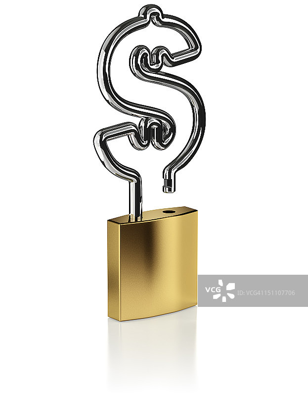 带有美元符号的已解锁挂锁图片素材