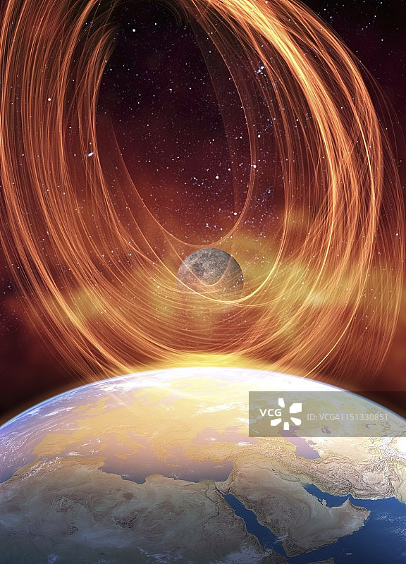 太阳耀斑冲击地球艺术图图片素材