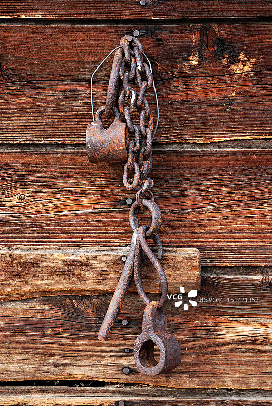 链条和木头图片素材