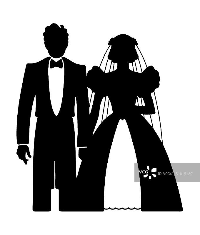 新娘和新郎剪影图片素材