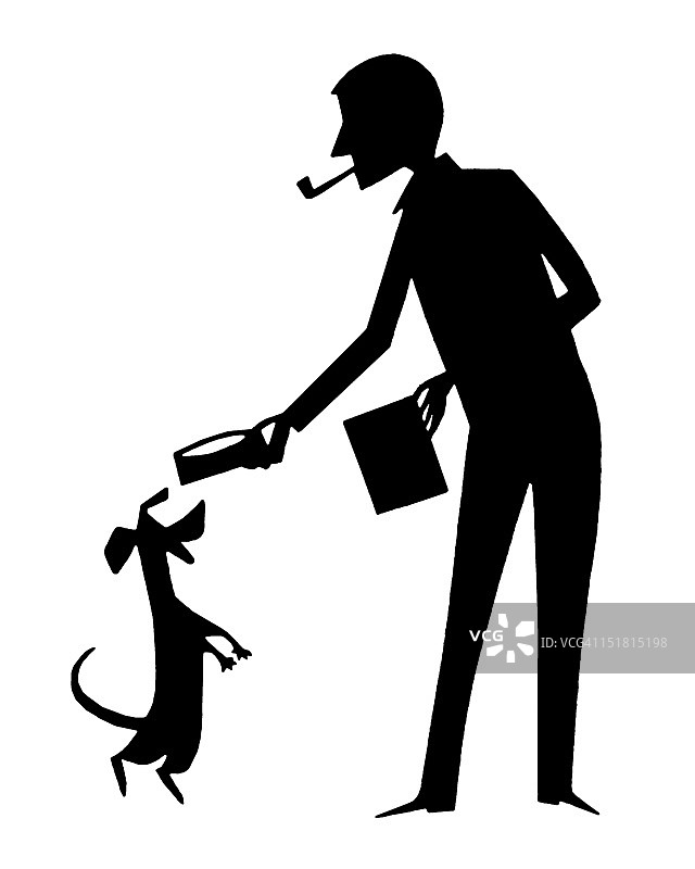 男人喂狗的轮廓图片素材
