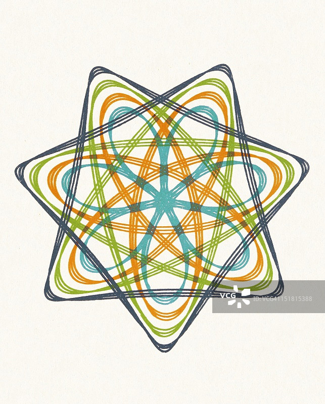 多色花形线条画图片素材