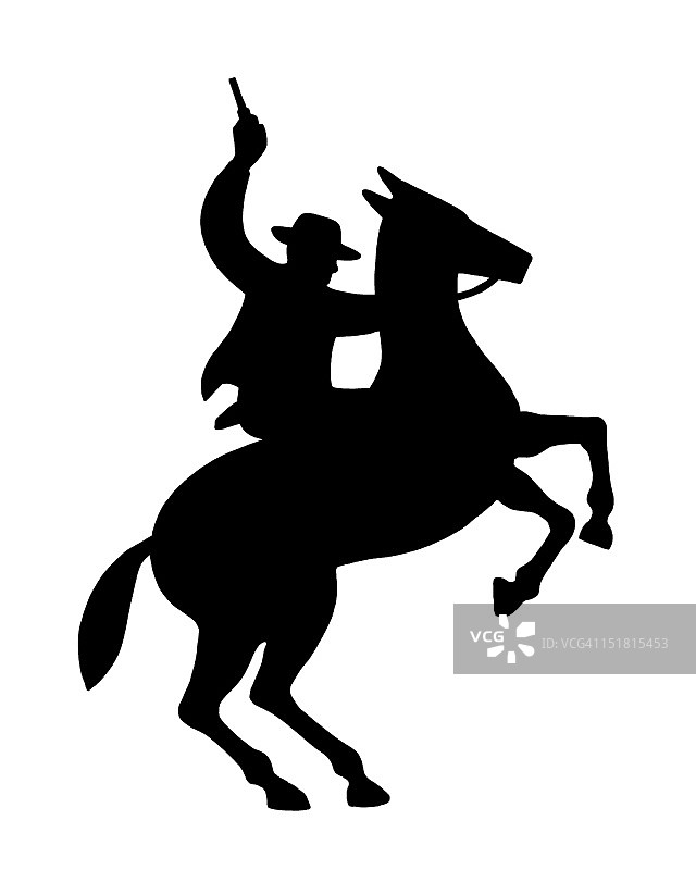 马背上的牛仔剪影图片素材