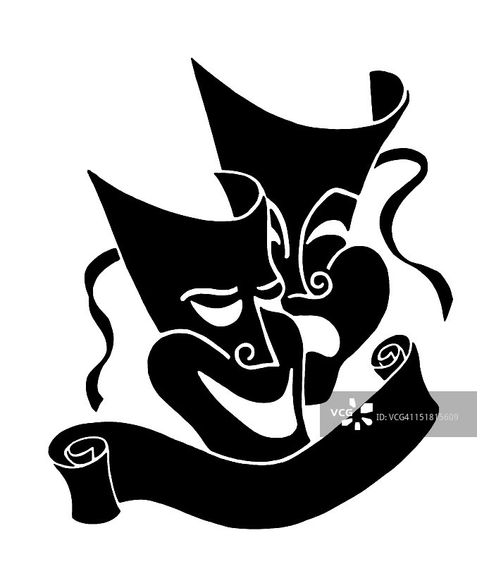 带banner的戏剧面具图片素材