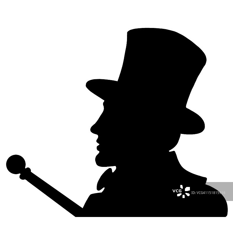 男子头戴高顶礼帽图片素材